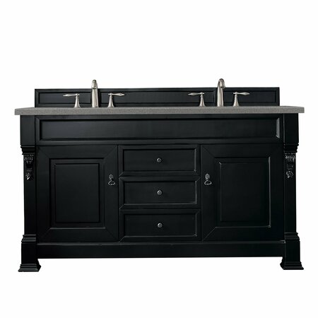 JAMES MARTIN VANITIES Brookfield 60in Double Vanity, Antique Black w/ 3 CM Grey Expo Quartz Top 147-114-5631-3GEX